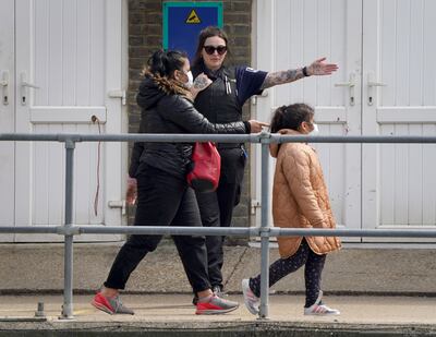 People believed to be migrants are brought in to Dover. PA