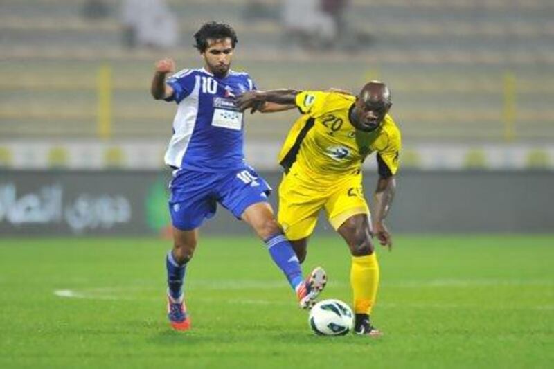 Al Nasr, in blue, was too much for Al Wasl, in yellow, during a Pro League tilt on Saturday.