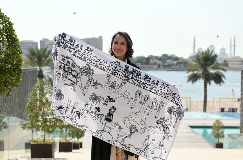 Hanadi Al Fahim shows off one of her sustainable Bu beach towels, designed with the support of local artists. All pictures by Khushnum Bhandari / The National
