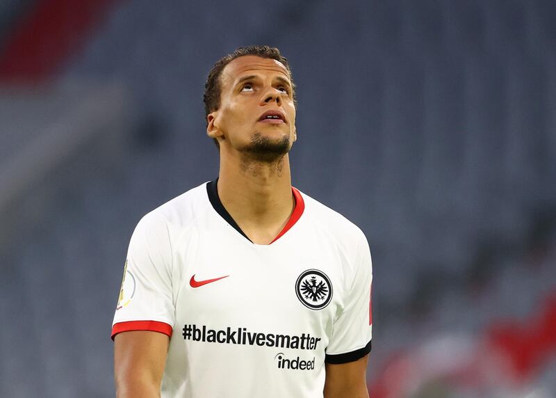 Timothy Chandler wearing a shirt referencing the Black Lives Matter campaign. Getty