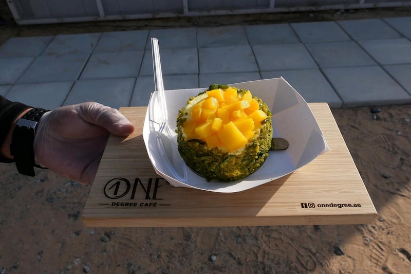 DUBAI, UNITED ARAB EMIRATES , March 1, 2021 – Mango ice cream at the One Degree Café in Margham area in Dubai. (Pawan Singh / The National) For Lifestyle/Instagram/Online. Story by Janice