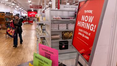 A 'now hiring' sign is displayed in a retail store in Manhattan, New York City. Employers in the US added 353,000 jobs in January against expectations for 185,000 gain and the biggest rise in employment since October 2022. AFP