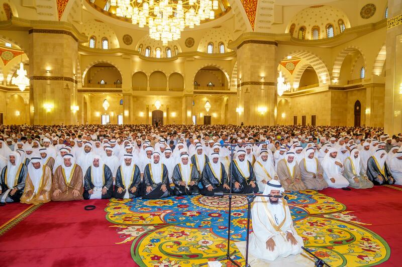 A large crowd of worshippers attended prayers at Sheikh Zayed Mosque in Fujairah.