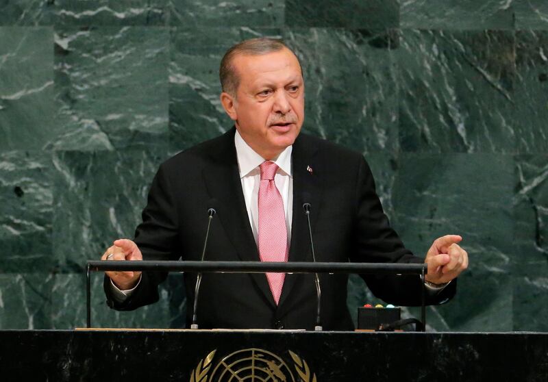 Turkish President Recep Tayyip Erdogan addresses the 72nd United Nations General Assembly at U.N. headquarters in New York, U.S., September 19, 2017. REUTERS/Lucas Jackson