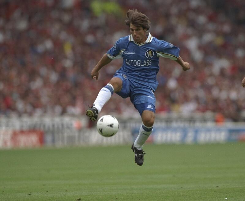 3 Aug 1997:  Gianfranco Zola of Chelsea controls the ball in mid air during the FA Charity Shield against Manchester United at Wembley Stadium in London, England. Manchester United won the match 4-2 on penalties. \ Mandatory Credit: Allsport UK /Allsport/Getty Images