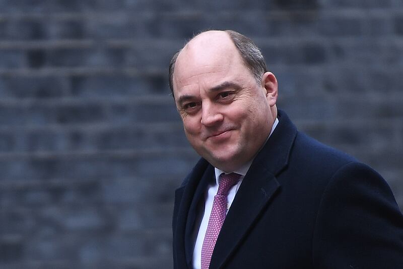British Minister of State for Defense Ben Wallace arrives at 10 Downing Street in London. EPA