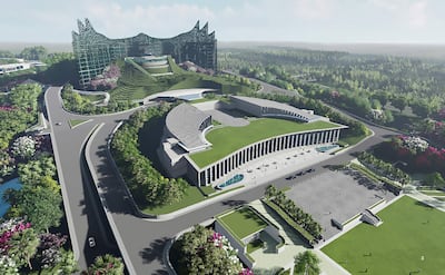 Computer-generated imagery shows a design illustration of Indonesia's future presidential palace in East Kalimantan, as part of the country's relocation of its capital from Jakarta to Nusantara. AFP