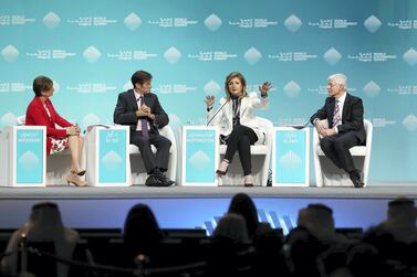 Journalist Becky Anderson, Dr Oz, Arianna Huffington and Prof David Clark. Chris Whiteoak / The National