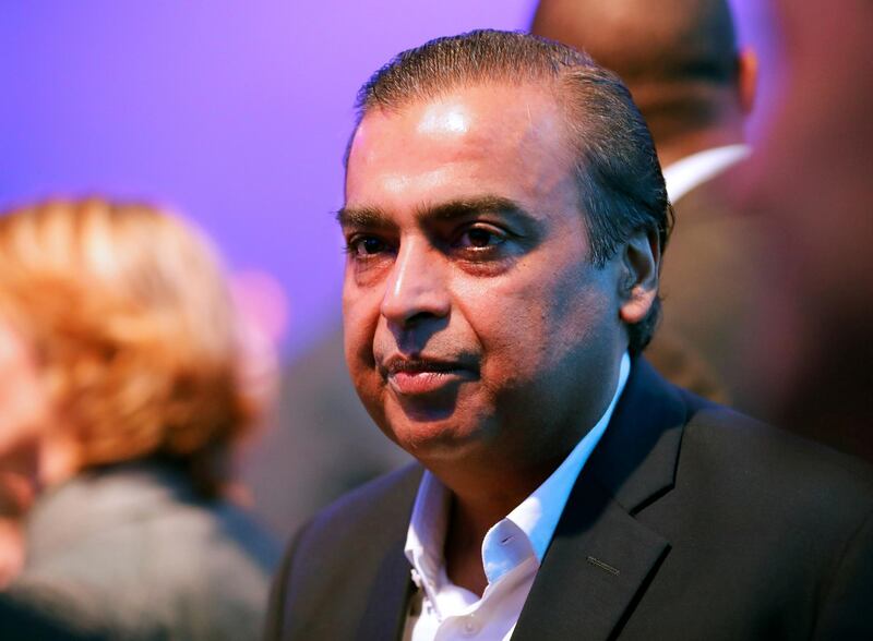 FILE PHOTO: Mukesh Ambani, chairman and managing director of Reliance Industries, attends the World Economic Forum (WEF) meeting in Davos, Switzerland, Jan. 23, 2018. REUTERS/Denis Balibouse/File Photo