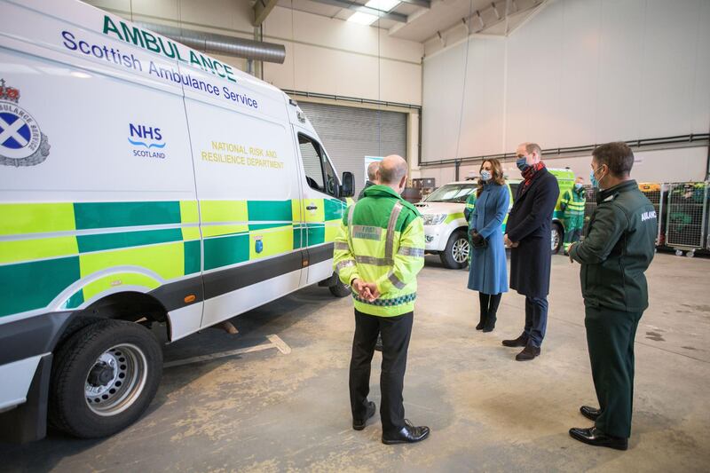 Prince William and Catherine, Duchess of Cambridge visit the Scottish Ambulance Service at Newbridge near Edinburgh. Getty Images