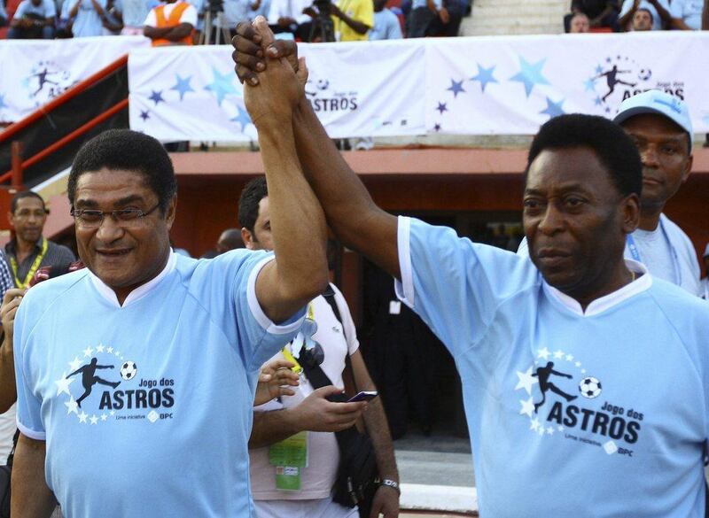 Eusebio and Pele at a charity match in Luanda, Angola in 2010. Bruno Fonseca / EPA