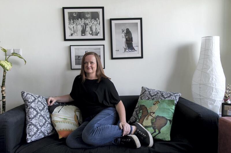 Abu Dhabi, United Arab Emirates, December 14, 2017:    Ann Marie McQueen, freelance reporter for The National at her flat in the Al Aman area of Abu Dhabi December 14, 2017. Christopher Pike / The National

Reporter: Ann Marie McQueen
Section: Business