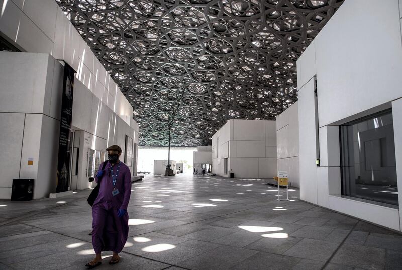 Abu Dhabi, United Arab Emirates, June 25, 2020.   
  The Louvre , Abu Dhabi after 100 days of being temporarily closed due to the Covid-19 pandemic.
Victor Besa  / The National
Section:  NA
Reporter:  Saeed Saeed