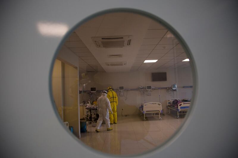 Medical staff in the intensive care unit in Al Emarat hospital in Erbil, the capital of the Kurdistan Region in Iraq.  EPA