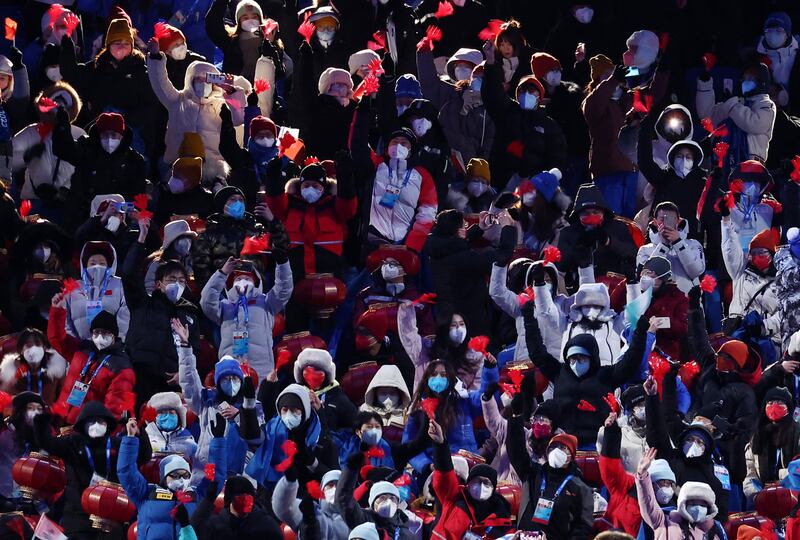 Spectators in the stands at the National Stadium during the closing ceremony. Reuters