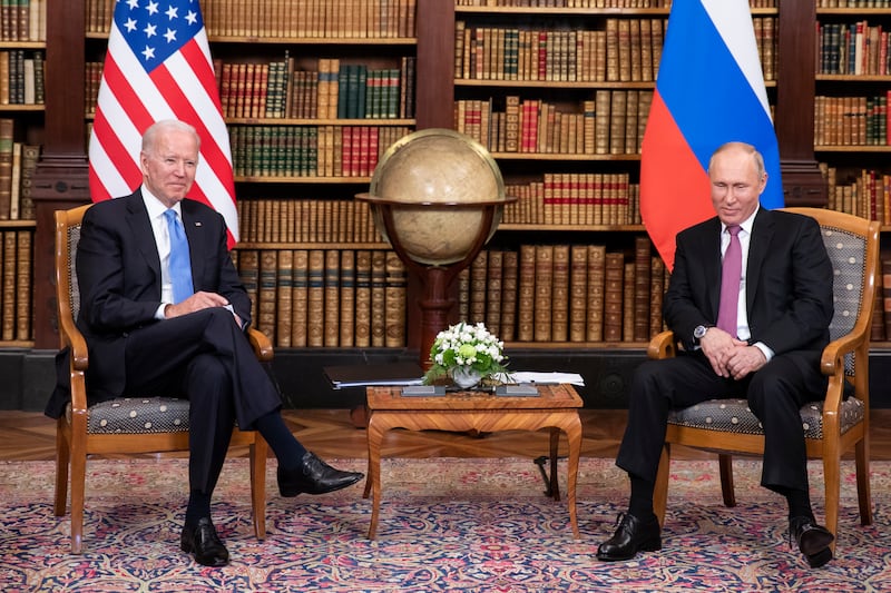 US President Joe Biden and Russian President Vladimir Putin meet in Geneva in June 2021. Getty Images