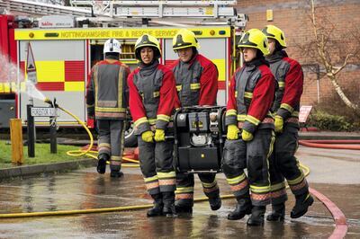 Uroosa Arshid is the first firefighter in the UK to wear a hijab. Courtesy Nottinghamshire Fire and Rescue Service