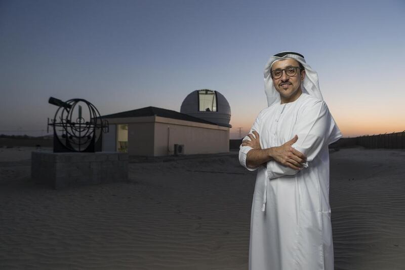 Emirati Thabet Al Qaissieh has built the Al Sadeem Observatory on his family’s farm in Al Wathba and is inviting the public to use the facility to further their understanding of astronomy and to promote the space sector amongst youth. Antonie Robertson / The National