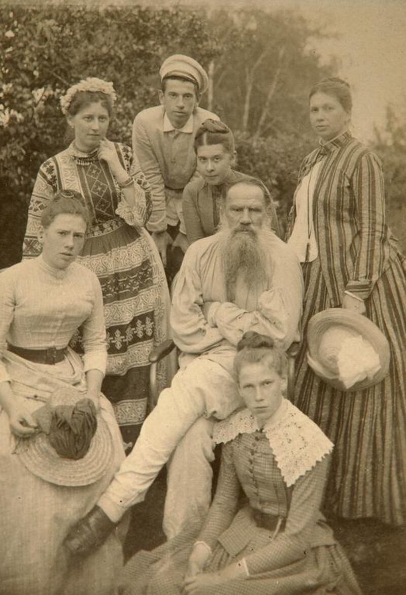 Leo Tolstoy (1828-1910), one of the greatest novelists of all time, with his family in Russia. Fine Art Images / Heritage Images / Getty Images.