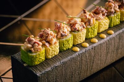 SushiSamba's signature samba roll, is available in all its venues worldwide, and will be named samba Dubai roll here, to pay tribute to the city. Photo: SushiSamba