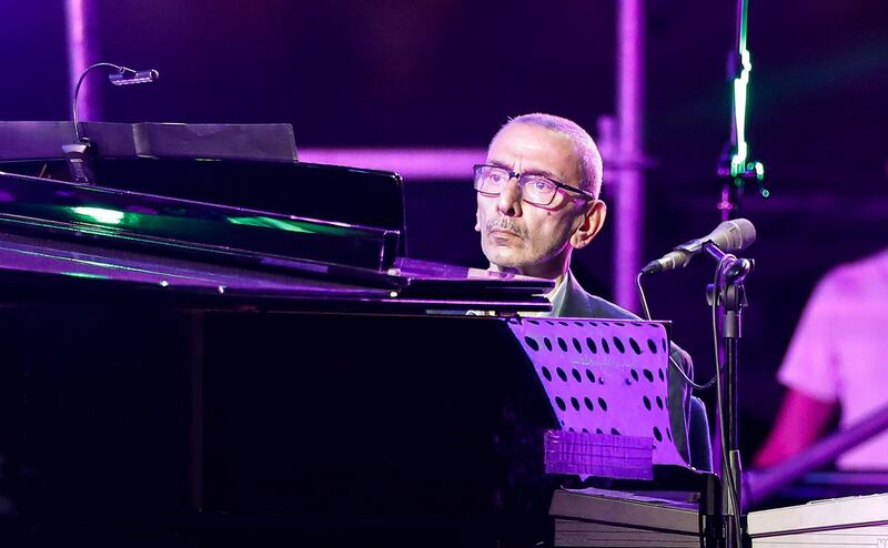 Pianist, composer and playwright Ziad Rahbani performs during the Beirut Holidays 2019 Festival, Lebanon. AFP