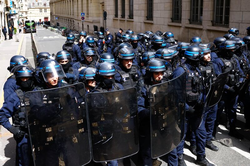 French police with riot gear. EPA