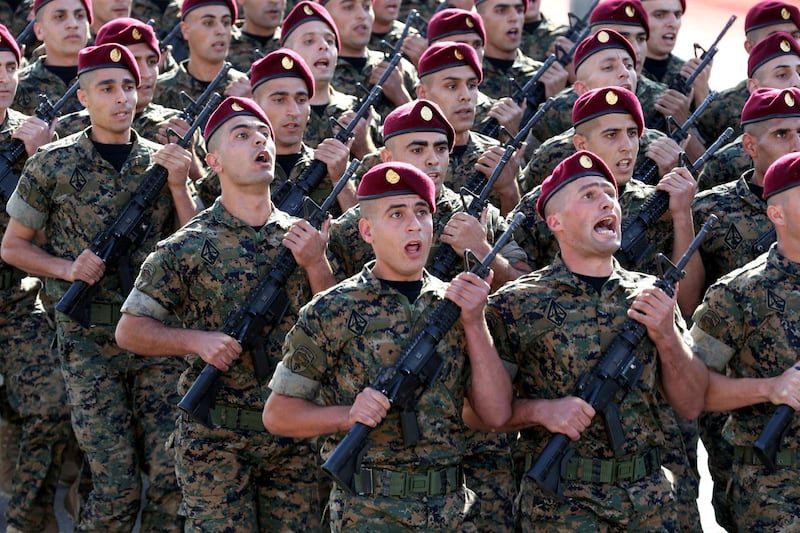 Lebanese commandos take part in a military parade. Reuters
