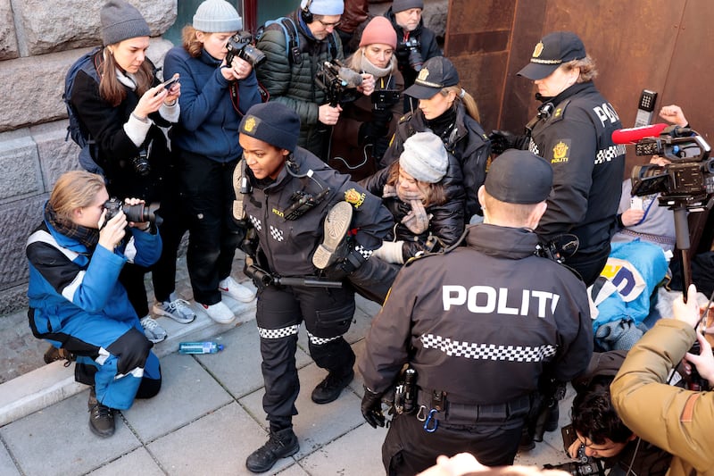 Greta Thunberg is carried away in Oslo. Reuters