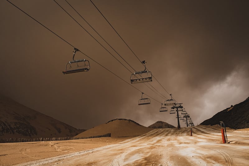 Ski slopes are covered with Sahara sand in the tiny Andorra principality in the Pyrenees mountains. Reuters