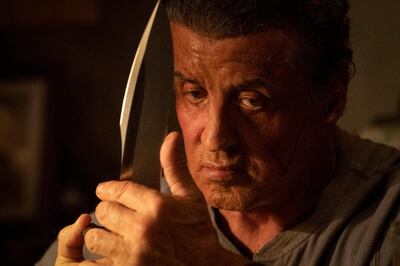 This image released by Lionsgate shows Sylvester Stallone as John Rambo in a scene from "Rambo: Last Blood." (Yana Blajeva/Lionsgate via AP)