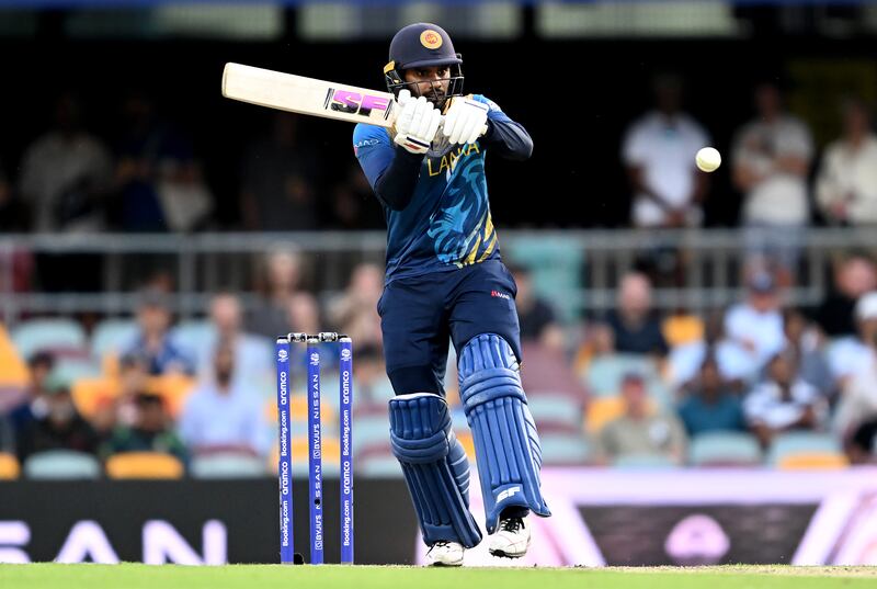 Dhananjaya de Silva plays a shot during the T20 World Cup match between Afghanistan and Sri Lanka. Getty