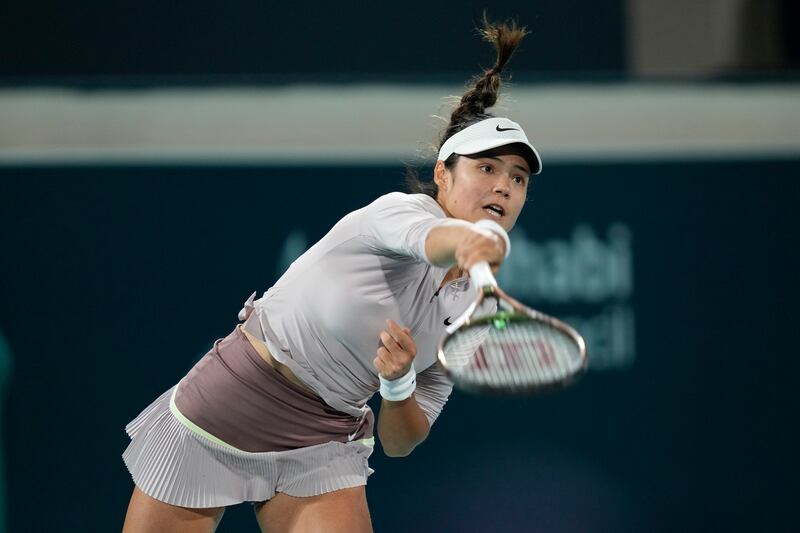Emma Raducanu defeated Marie Bouzkova in straight sets at the Mubadala Abu Dhabi Open. AP