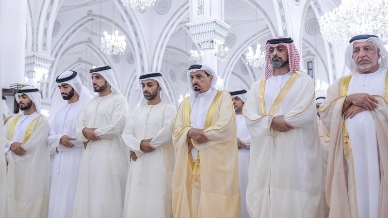 Ajman Ruler, Sheikh Humaid bin Rashid Al Nuaimi, performs Eid Al Adha prayers at Sheikh Rashid Bin Humaid Mosque. Wam