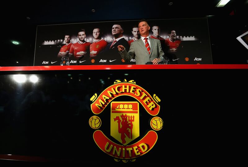 Louis van Gaal appears at a press conference as he is introduced as the new Manchester United manager at Old Trafford on July 17, 2014.  Getty Images