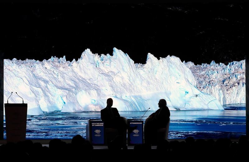 The Duke of Cambridge and Sir David Attenborough watch the screening of Attenborough's new documentary "Our Planet". AP Photo