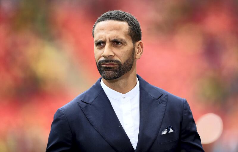 Pundit Rio Ferdinand pitch side (Photo by Mike Egerton/PA Images via Getty Images)