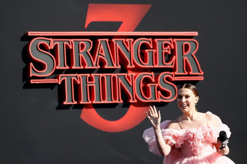 British actress Millie Bobby Brown arrives on the red carpet prior to the premiere of 'Stranger Things: Season 3' in Santa Monica.  EPA