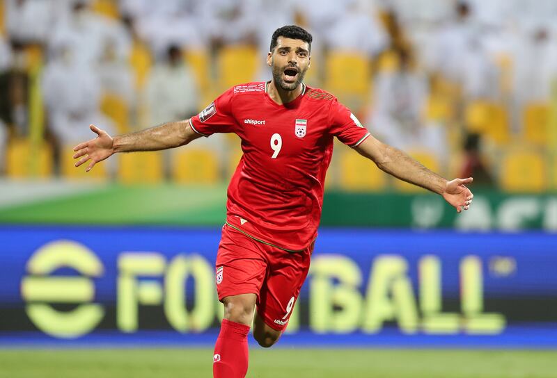 Iran's Mehdi Taremi celebrates scoring against the UAE. Chris Whiteoak / The National