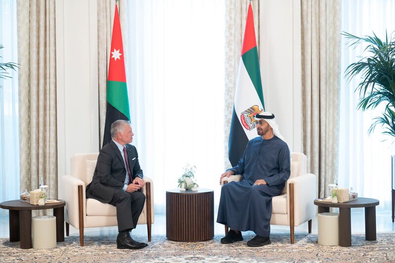 Sheikh Mohamed and King Abdullah at Al Shati Palace.