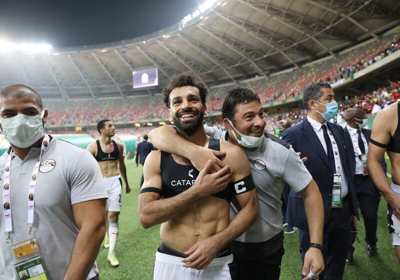 Mohamed Salah of Egypt celebrates after the match. EPA