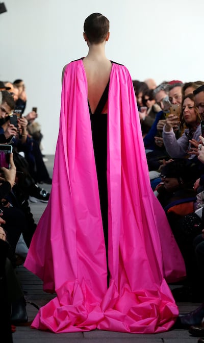 PARIS, FRANCE - JANUARY 21: A model walks the runway during the Maison Rabih Kayrouz Spring Summer 2019 show as part of Paris Fashion Week on January 21, 2019 in Paris, France. (Photo by Thierry Chesnot/Getty Images)