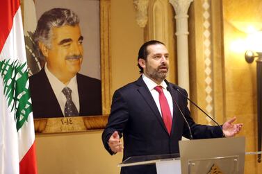 Saad Hariri, Lebanon's prime minister, announced his resignation to the country in a televised address on Oct. 29, 2019. Bloomberg