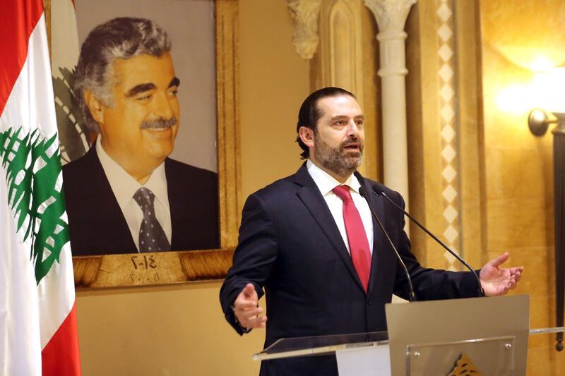 Saad Hariri, Lebanon's prime minister, announced his resignation to the country in a televised address on Tuesday, Oct. 29, 2019. "I tried throughout this period to find a way out so we could listen to the people’s voices and protect the country," Hariri said hours after supporters of Iranian-backed Hezbollah attacked anti-government protesters in Beirut and destroyed their tents. Photographer: Hasan Shaaban/Bloomberg