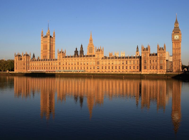 Palace of Westminster and Westminster Abbey in London.