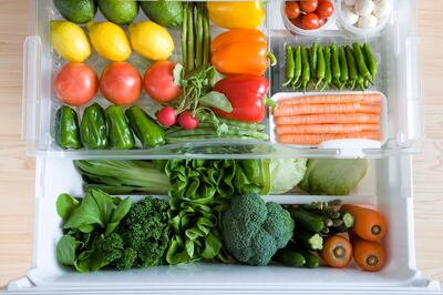 Fridge drawers full of vegetables. Getty Images