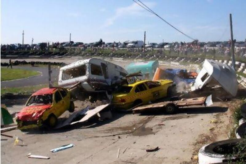 Destructive yet thrilling, caravan racing has a huge following in the UK, and you can see why from this scene in Angmering.