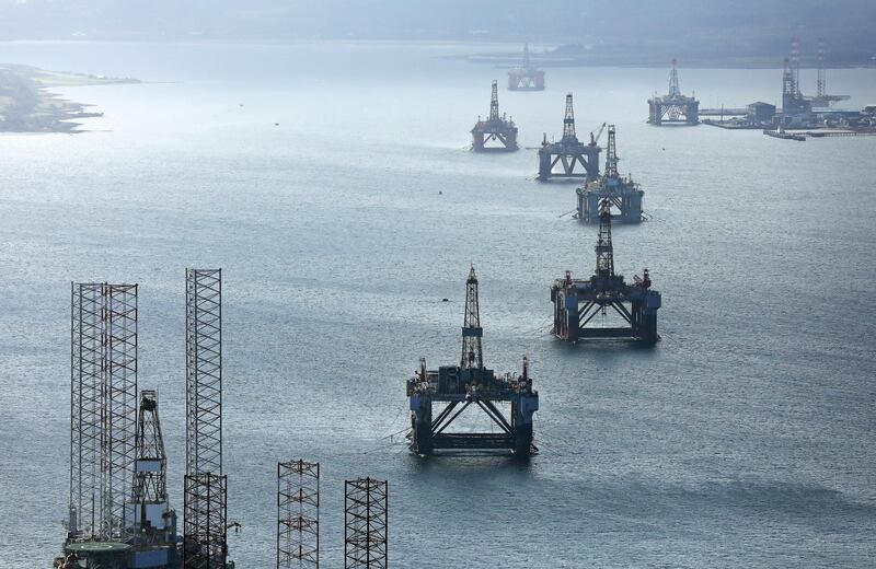 FILE: Mobile offshore drilling units stand in the Port of Cromarty Firth in Cromarty, U.K., on Wednesday, March 22, 2017. All eyes are on this weekend’s G-20 summit in Argentina, where Russia’s Vladimir Putin and Saudi Arabia’s Mohammed bin Salman are likely to discuss how to coordinate oil policy. The nations are in talks over the timing of any reduction in supply, Reuters reported Thursday, a week before producers are due to meet in Vienna to discuss the market and a possible cut in 2019. Photographer: Chris Ratcliffe/Bloomberg