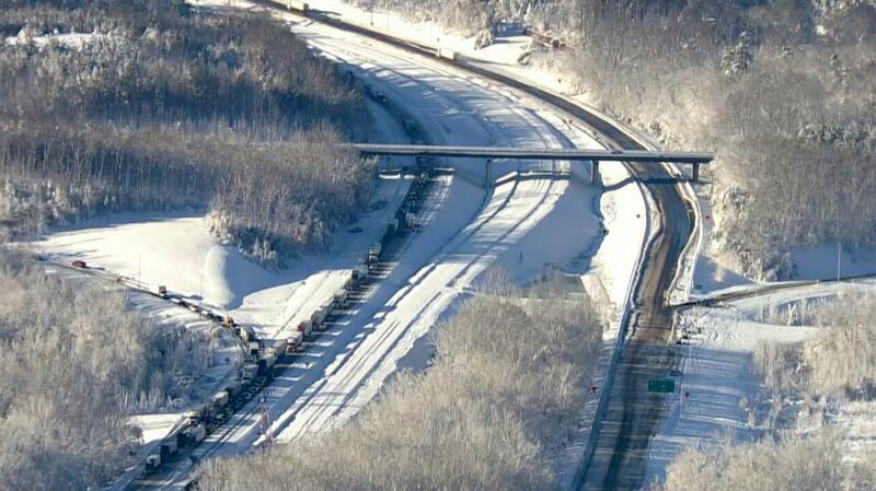 Hundreds of motorists were stranded all night near Fredericksburg, Virginia, where authorities are struggling to reach them.  WJLA / AP