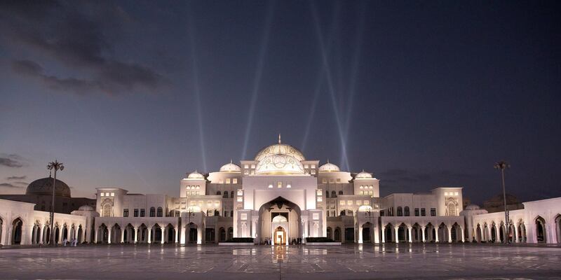 ABU DHABI, UNITED ARAB EMIRATES - March 10, 2019: Qasr Al Watan during the opening ceremony. 
( Ryan Carter / Ministry of Presidential Affairs )
---