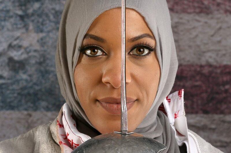Fencer Ibtihaj Muhammad poses for a portrait at the 2016 Team USA Media Summit at The Beverly Hilton Hotel on March 9, 2016 in Beverly Hills, California. Sean M. Haffey/Getty Images/AFP